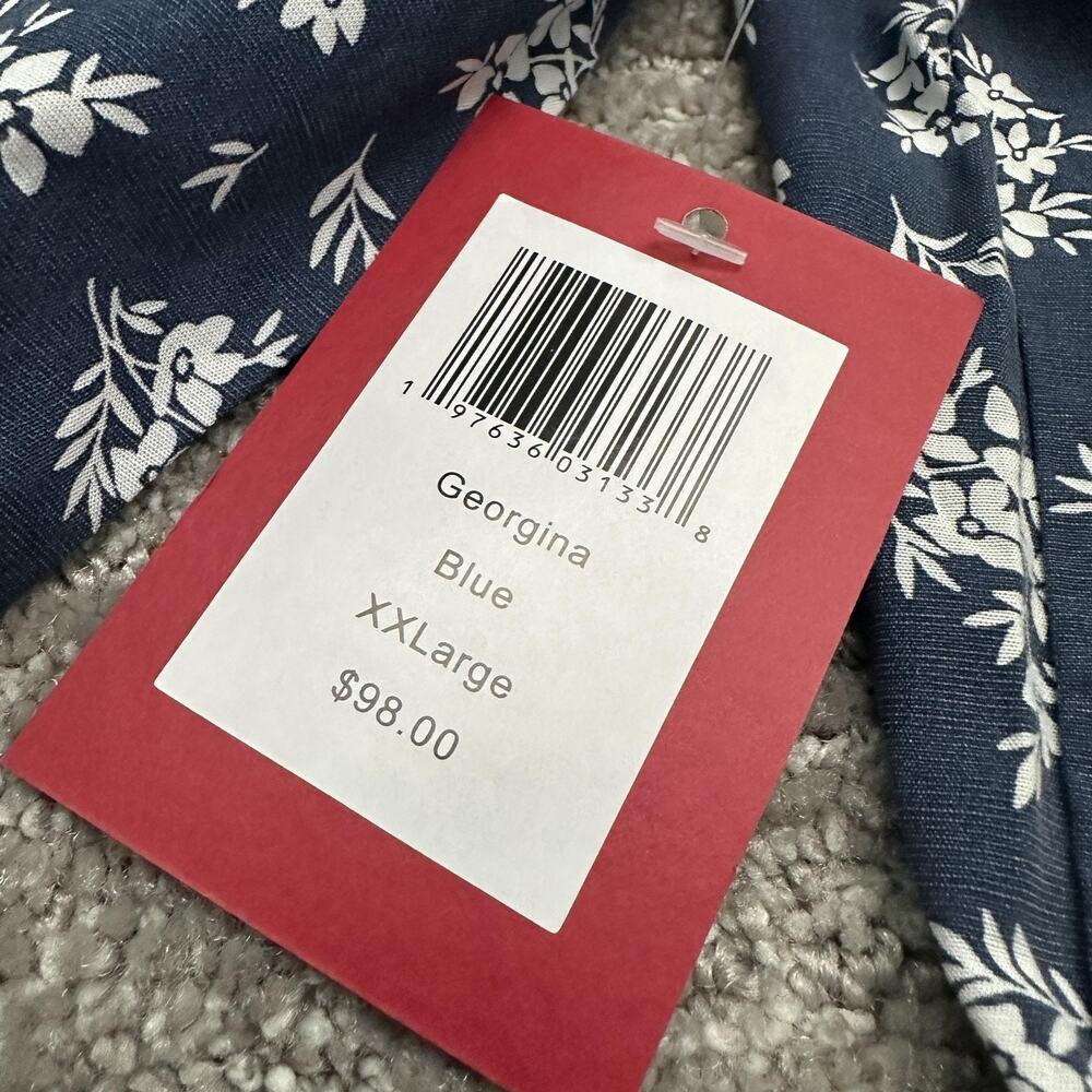 Kimes Ranch Dress Womens XXL Blue Georgina Floral V Neck Belted Western - Picture 16 of 16